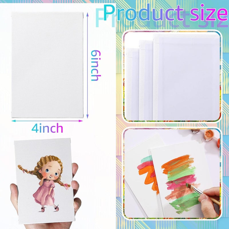 Moinchore 100 Pcs Mini Painting Canvas Panels Art Painting Canvases Panels Cotton Blank White Small Canvas Acid Free Boards for Watercolor Acrylic Oil Paint(4 x 6 Inch) - Image 2